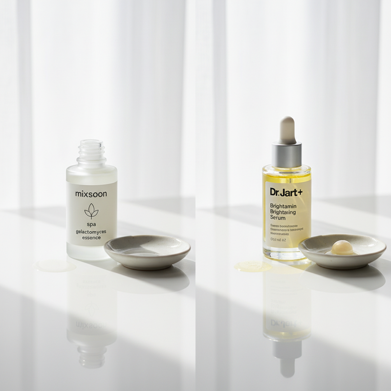 mixsoon SPA Galactomyces... vs Dr.jart+ Brightamin Brightening...: Whi