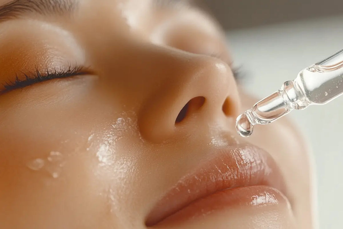 woman applying Sulwhasoo Serum to her face in a skincare routine