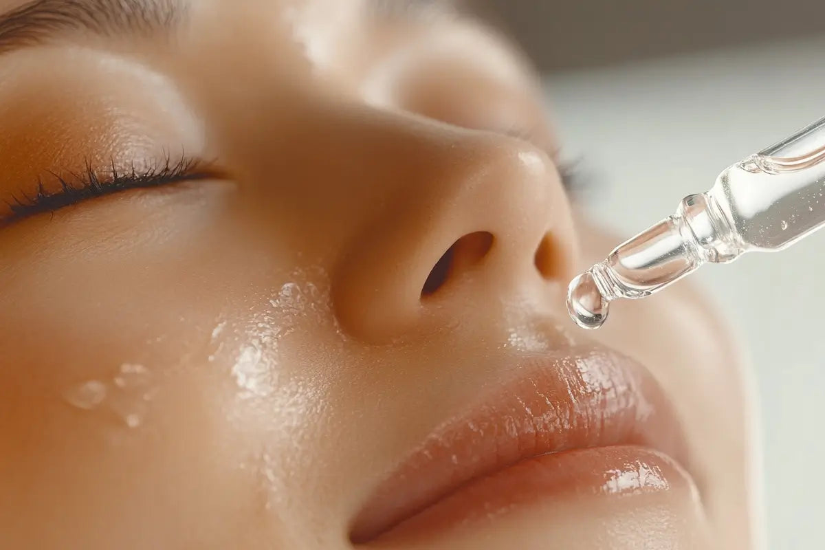 woman applying Sulwhasoo Serum to her face in a skincare routine