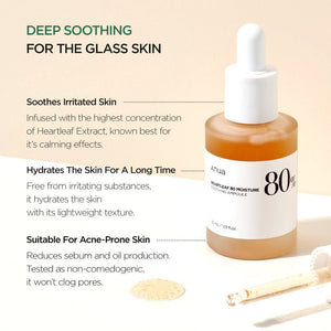 Anua HEARTLEAF 80% MOISTURE SOOTHING AMPOULE 30ml, image 3