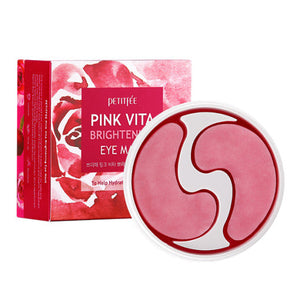 PETITFEE Pink Vita Brightening Eye Mask 70g (60 Patches) packaging and details