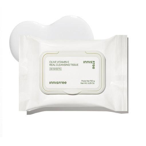 innisfree Olive Vitamin E Real Cleansing Tissue 150g (30ea) packaging and details
