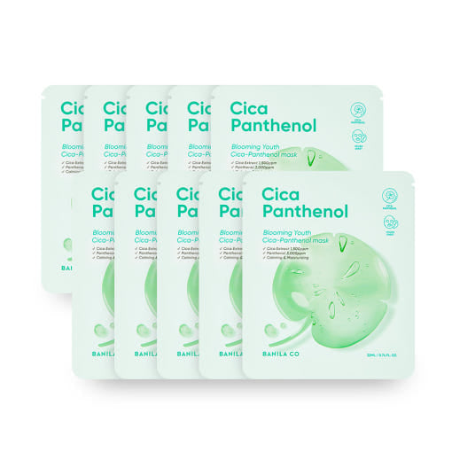 BANILA CO Blooming Youth Cica Panthenol Mask 22ml X 10ea (Facial Mask)
