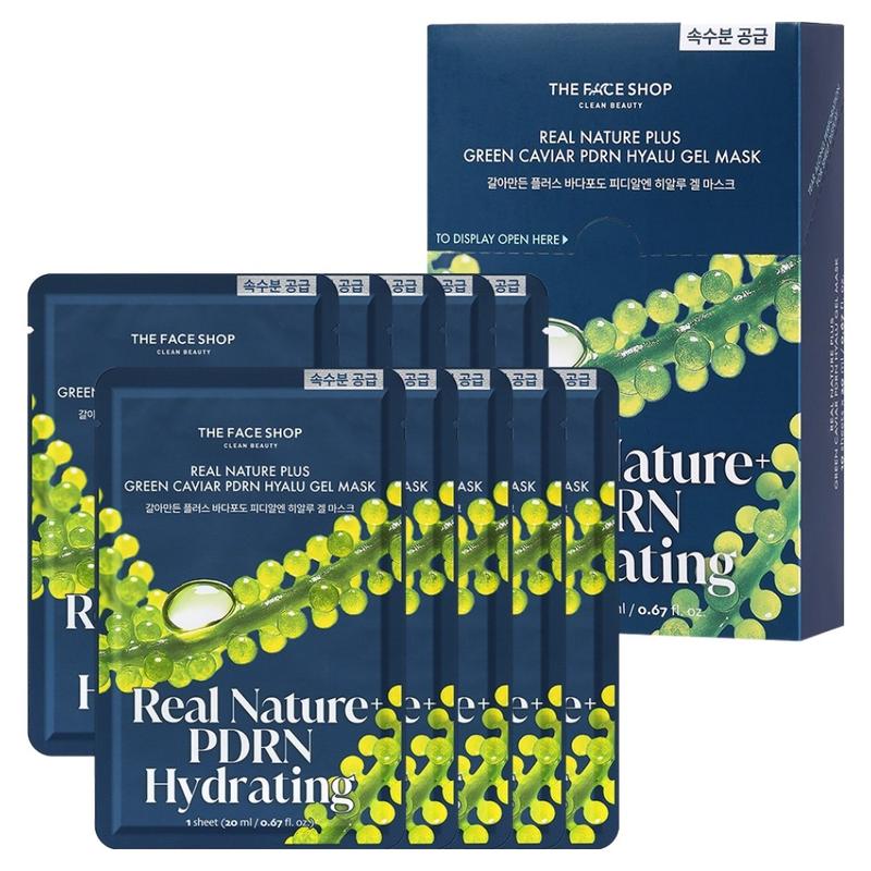 THE FACE SHOP Real Nature Plus Green Caviar PDRN Hyalu Gel Mask 20ml X 10ea