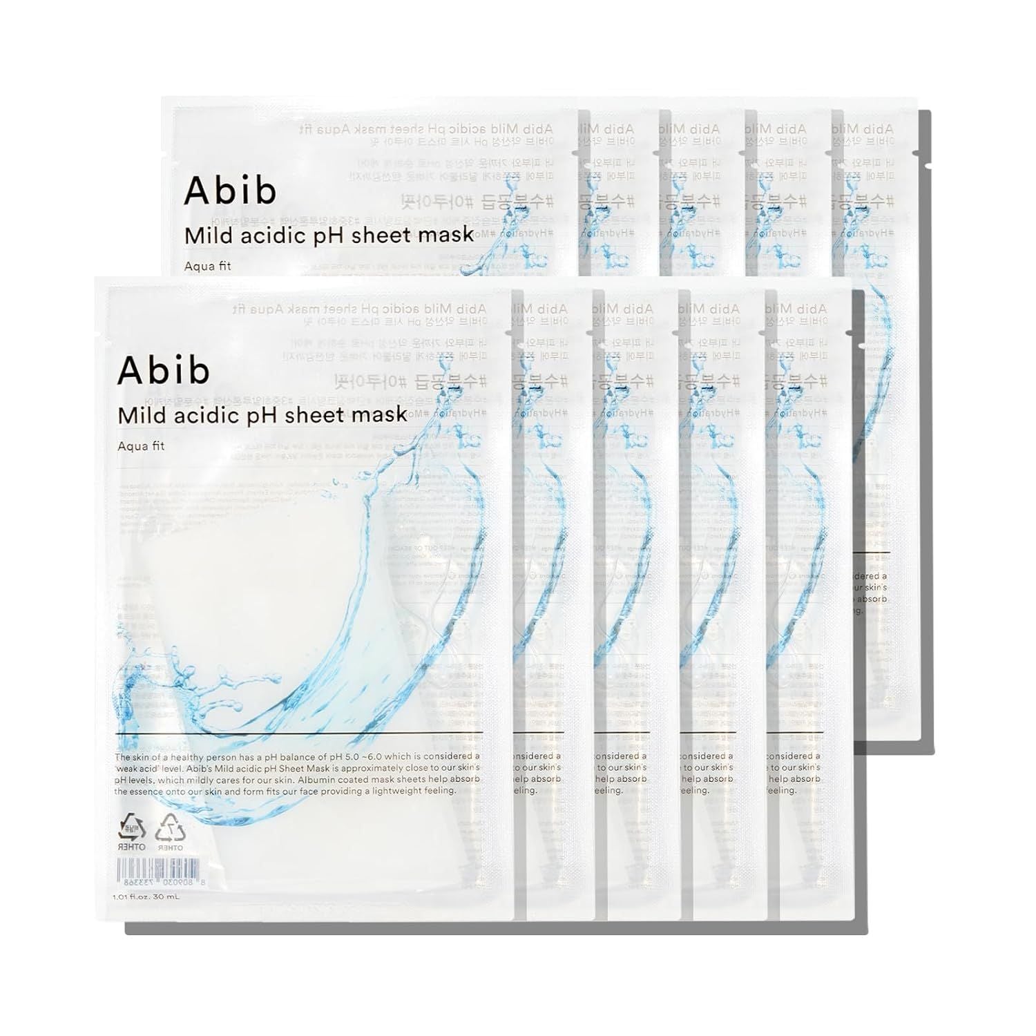 Abib Mild Acidic pH Sheet Mask Heartleaf Fit 30ml X 10pcs