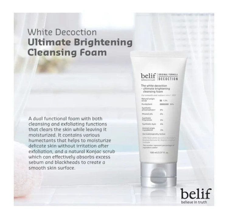 belif The White Decoction Ultimate Brightening Cleansing Foam 100ml